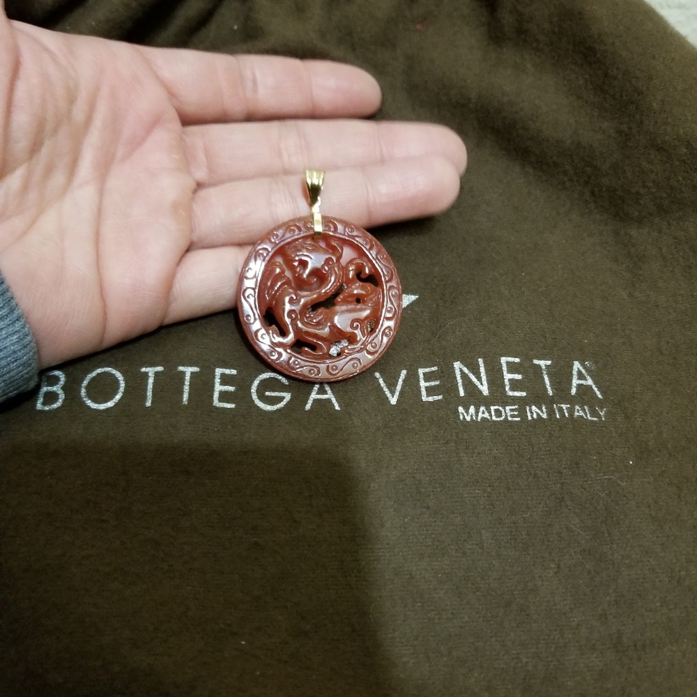 Vintage 14k red jade pendant
